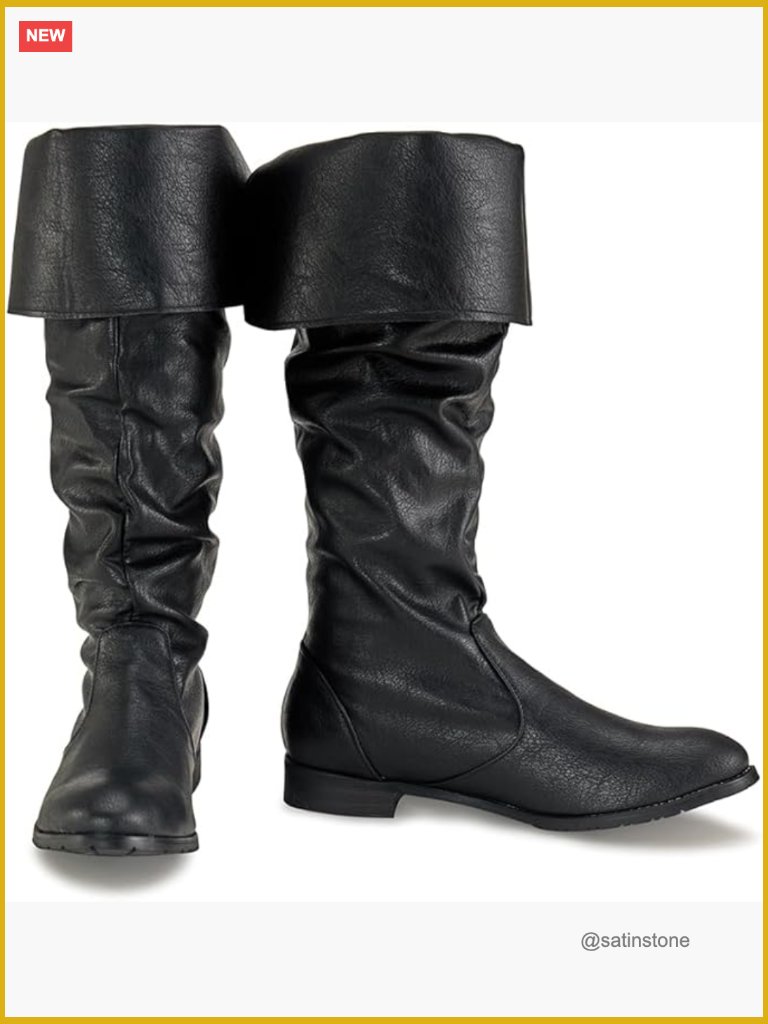 Faux Leather Medieval Gothic Boots Calf High Pull-On Round Toe Flat